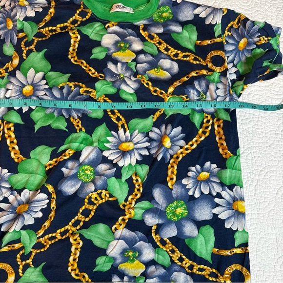 Vintage Celine Navy and Gold Chain Print Top size 40 - Picture 7 of 10